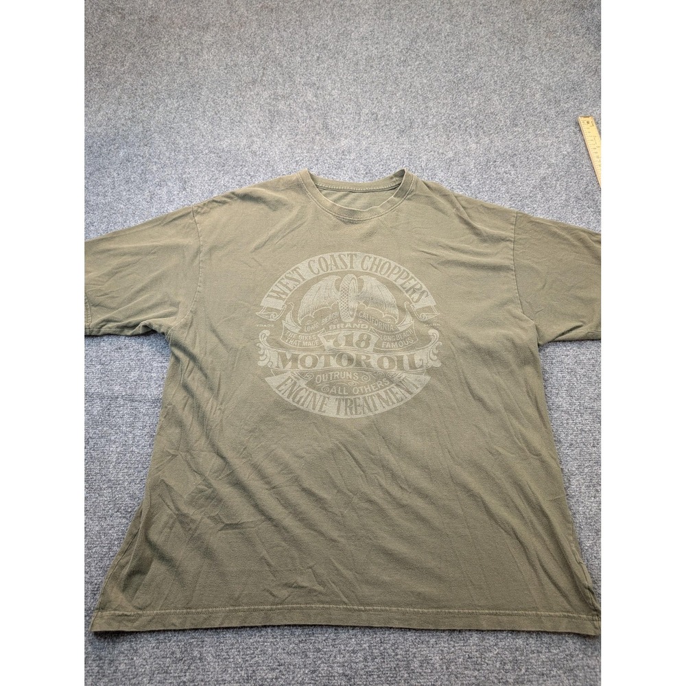 West Coast Choppers Shirt Mens XL Green Motor Oil Biker Motorcycle Graphic Tee
